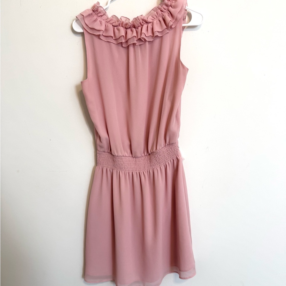 White House Black Market Blush Pink Ruffle Tassel Dress Size 6 - Picture 5 of 7